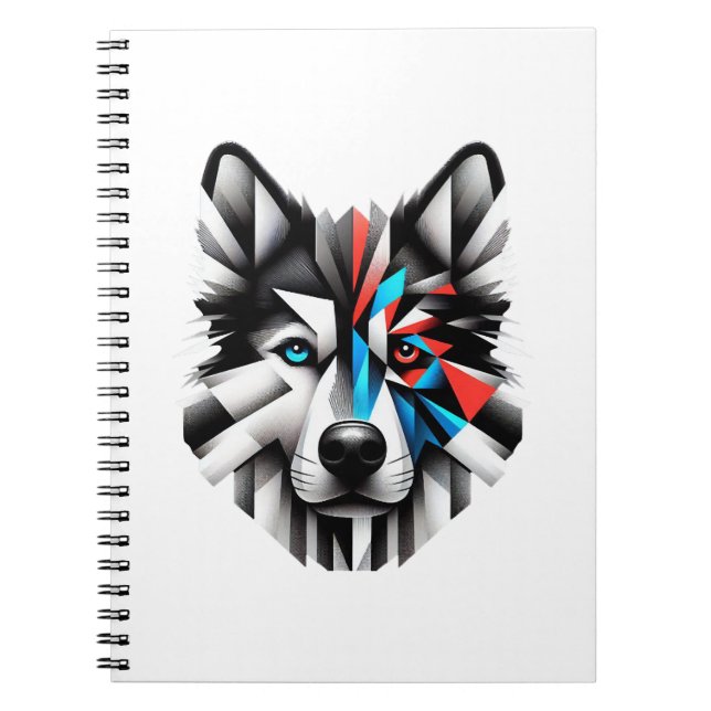 Geometrisk Husky-ansikte Modern konstdesign Anteckningsbok (Framsidan)