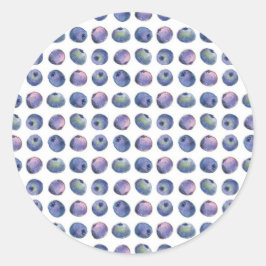 Geometrisk illustration av blåbär, vattenfärg runt klistermärke