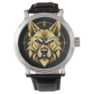 Geometrisk illustration av guldvarg armbandsur