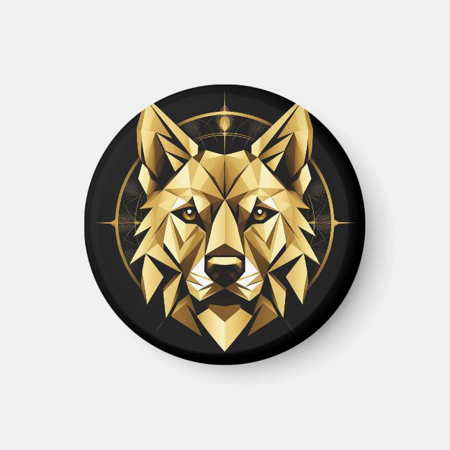 Geometrisk illustration av gyllene varg magnet (Framsidan)