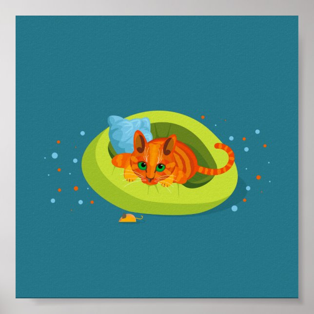 Geometrisk illustration av ingerkatt satt på sänge poster (Framsidan)