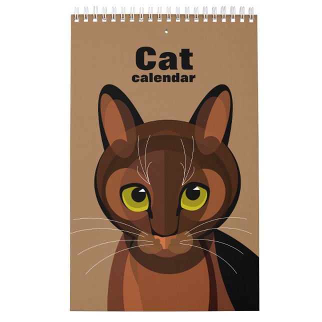 Geometrisk illustrerad kattkalender kalender (Omslag)
