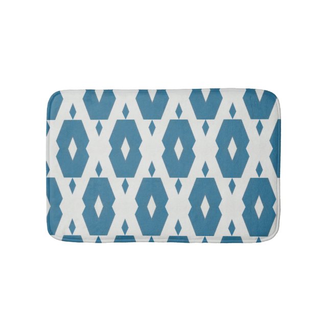 Geometrisk indigo Diamond Bath Mat Small Badrumsmatta (Framsidan)