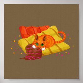 Geometrisk ingerkatt avslappnad på kudde poster