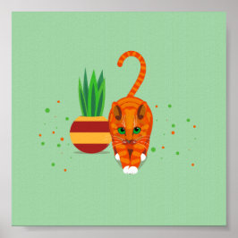 Geometrisk ingerkatt som går förbi en växttak poster