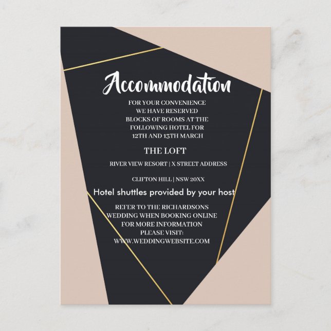 Geometrisk inkvartering i rosa svart och guld meddelande vykort (Framsida)