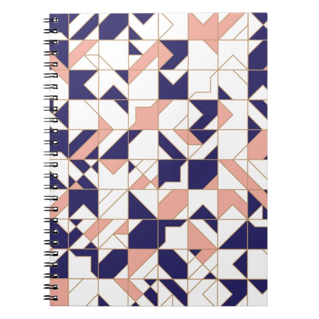 Geometrisk invecklad, vintage modern, sömlös platt anteckningsbok (Framsidan)