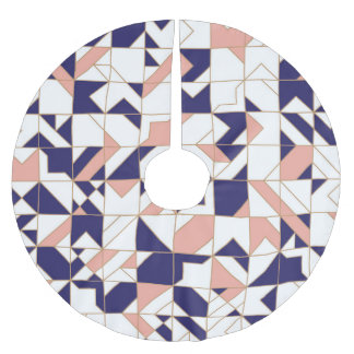 Geometrisk invecklad, vintage modern, sömlös platt julgransmatta borstad polyester