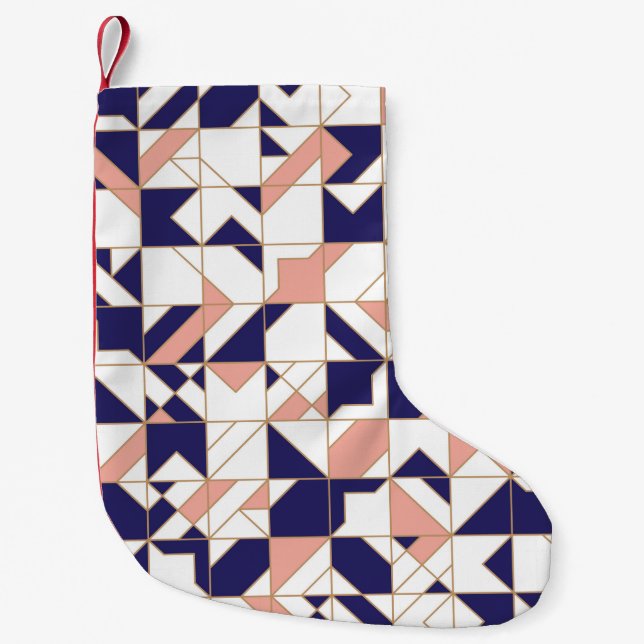 Geometrisk invecklad, vintage modern, sömlös platt liten julstrumpa (Framsidan)