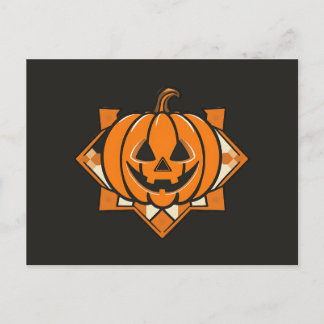 Geometrisk Jack‑O’‑Lantern Halloween Inbjudan Vykort