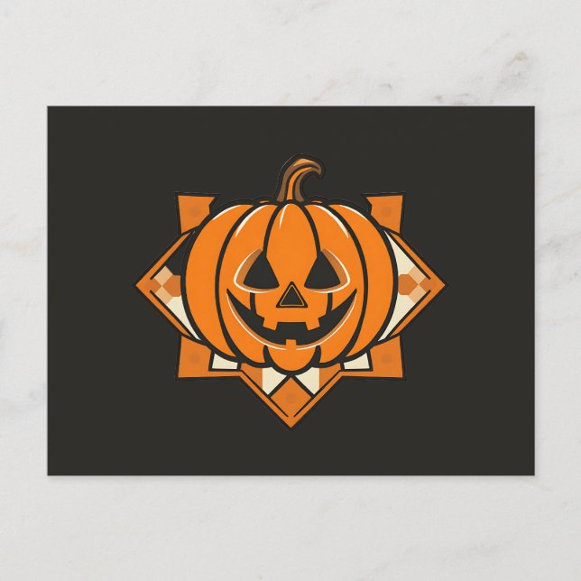 Geometrisk Jack‑O’‑Lantern Halloween Inbjudan Vykort (Framsida)