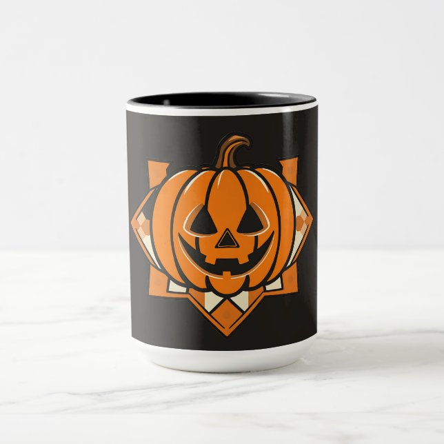 Geometrisk Jack-O-Lantern Halloween Mugg (Center)