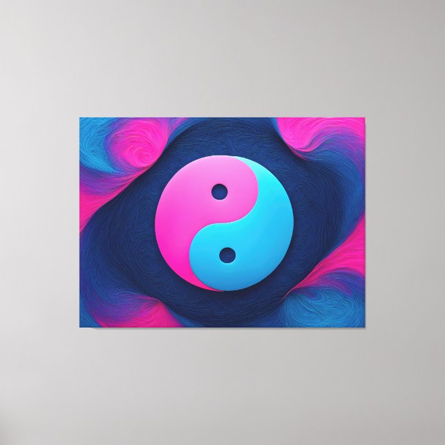 Geometrisk jämvikt: Neon Yin Yang Mönster Canvastryck (Framsida)