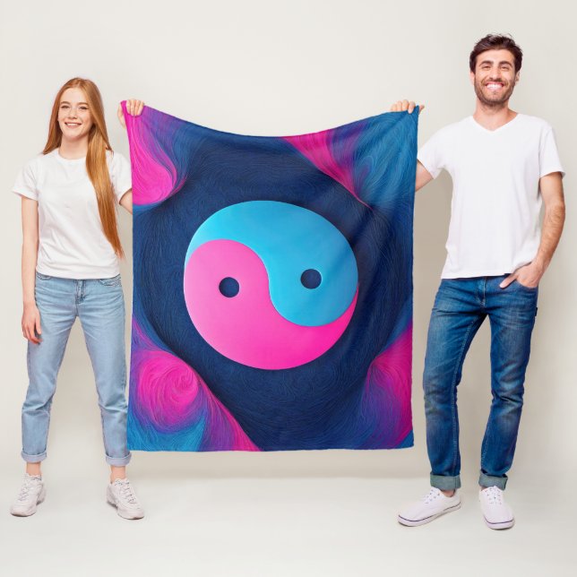 Geometrisk jämvikt: Vibrant Yin Yang Mönster Fleecefilt (På plats)
