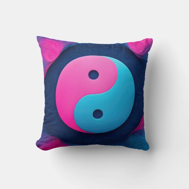 Geometrisk jämvikt: Vibrant Yin Yang Mönster Kudde (Framsida)