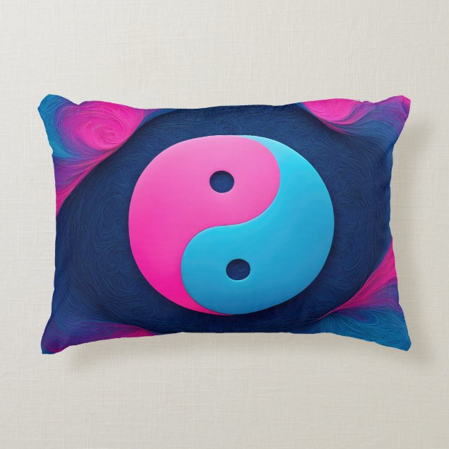 Geometrisk jämvikt: Vibrant Yin Yang Mönster Prydnadskudde (Framsidan)