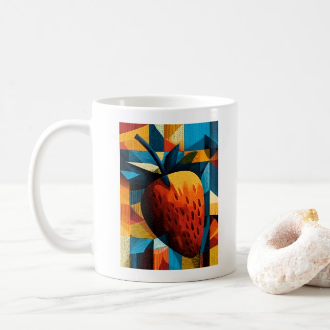 Geometrisk jordgubbs abstrakt retro kaffemugge  kaffemugg (Med munk)