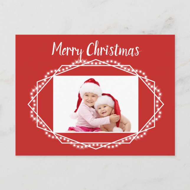 Geometrisk julglans fotojulkort helg vykort (Framsida)