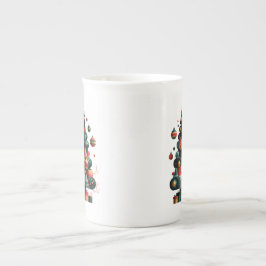 Geometrisk julgran benporslin mugg