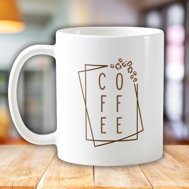 Geometrisk Kaffe Gepardtryck Brun Minimalistisk Kaffemugg (Skapare uppladdad)