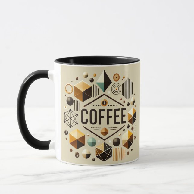 Geometrisk kaffedesign i Älskare, modern och Snygg Mugg (Vänster)