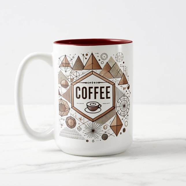Geometrisk kaffedesign i Älskare, modern och Snygg Två-Tonad Mugg (Vänster)