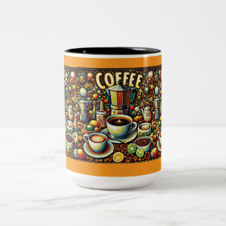 Geometrisk kaffedesignmugg Två-Tonad mugg