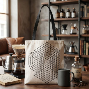 Geometrisk kaffemugg Isometrisk rutnät konst  Tygkasse