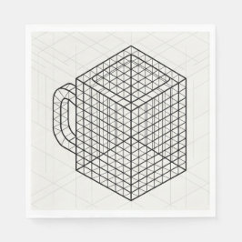 Geometrisk kaffemugg Isometrisk rutnätskonst Pappersservett