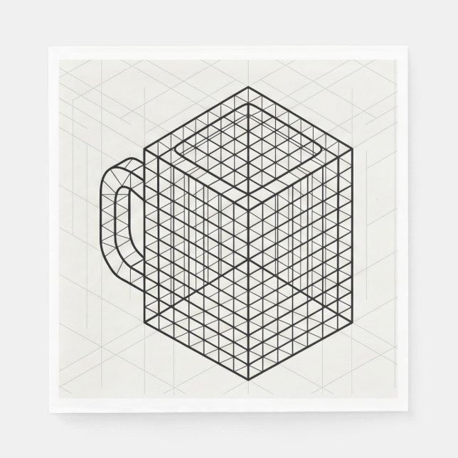 Geometrisk kaffemugg Isometrisk rutnätskonst  Pappersservett (Framsidan)
