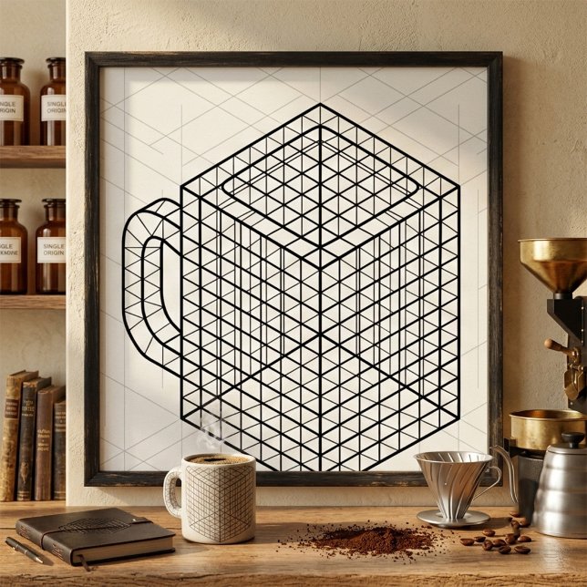 Geometrisk kaffemugg Isometrisk rutnätskonst  Poster (Skapare uppladdad)