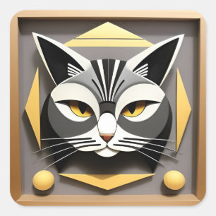 Geometrisk Katt Klistermärke För Bärbar Dator Och