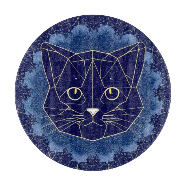 Geometrisk kattdesign omgiven av gyllene stjärnor (Framsidan)