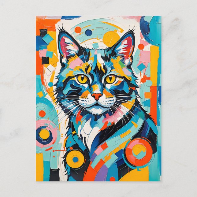 Geometrisk Kattdjur för abstrakt Vykort (Framsida)