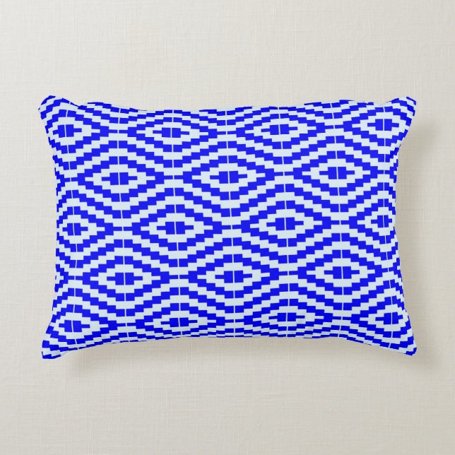 Geometrisk Kente Ljusblå, Vit, Prydnadskudde (Framsidan)