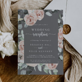 Geometrisk Klassisk Ros Grå Bröllopsmottagning Inbjudningar