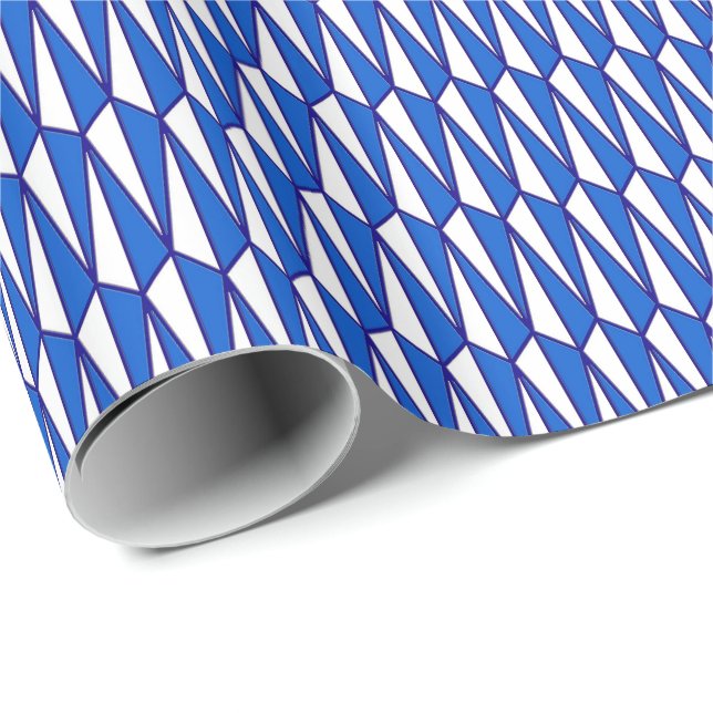 Geometrisk, koboltvit och vit medelårhundrade presentpapper (Rullad Hörn)