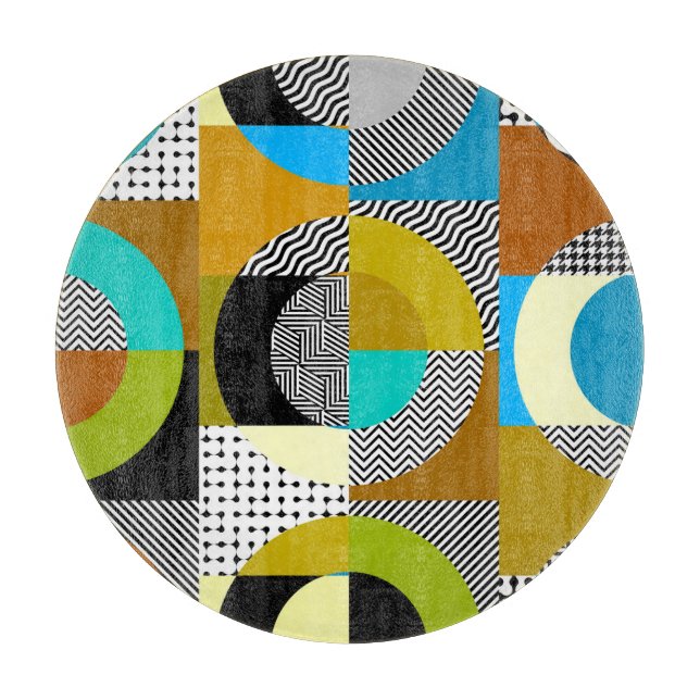 Geometrisk kollage: cirklar, vintage mönster. (Framsidan)