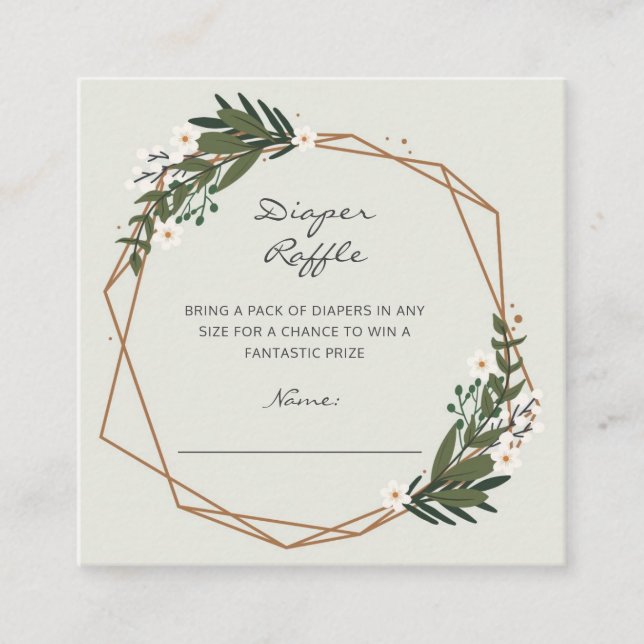 Geometrisk könsneutral nedtryckning av raffle baby tilläggskort (Framsida)