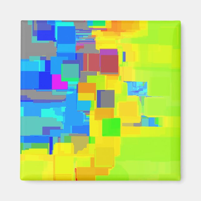Geometrisk konst "City in Himlar" Magnet (Framsidan)