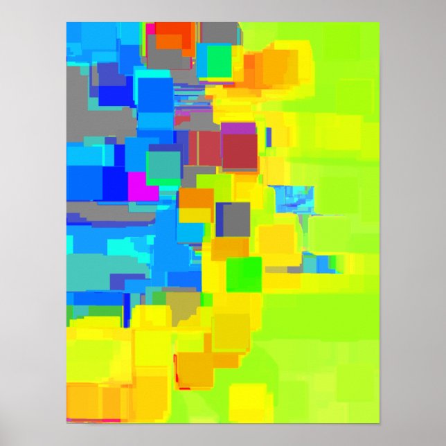 Geometrisk konst "City in Himlar" Poster (Framsidan)