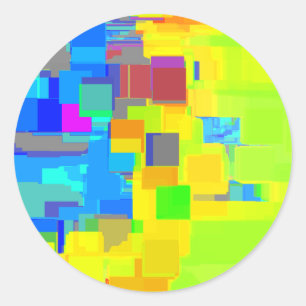 Geometrisk konst "City in Himlar" Runt Klistermärke
