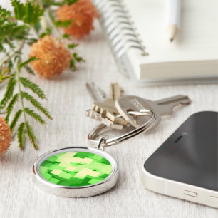 Geometrisk konst "Iceberg" Rund Silverfärgad Nyckelring
