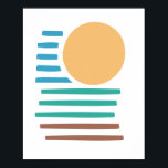 Geometrisk konst - strandsolnedgång poster<br><div class="desc">Solnedgång på stranden med geometriskt linjer och cirkel i ett slags popkonst eller modern konst stil med tropiskt färg. ©Visuaria Publishing.</div>