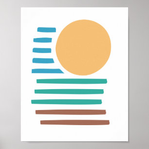 Geometrisk konst - strandsolnedgång poster