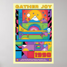 Geometrisk konsttryck Retro 1990-tal Abstrakt Berg