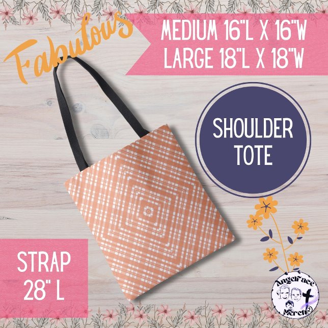 Geometrisk korall med spetsig kvadratisk ruta tygkasse (Add this cute coral plaid bag to take your wardrobe to a new level of country chic!)
