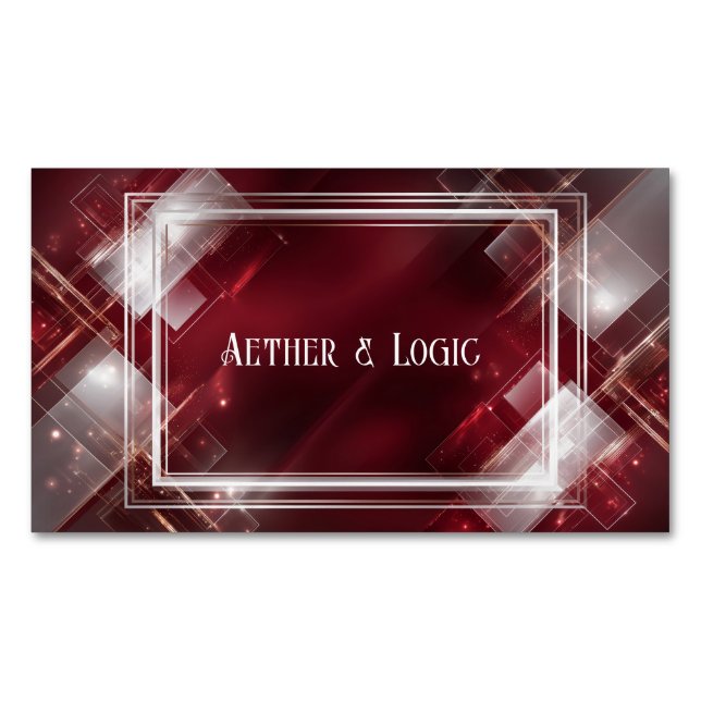 Geometrisk Krämröd Silver Ram Lyxig Magnetiska Visitkort (Framsida)