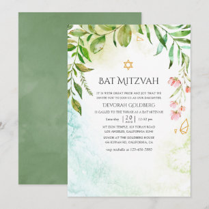 Geometrisk kristallgrönska Bat Mitzvah Inbjudningar