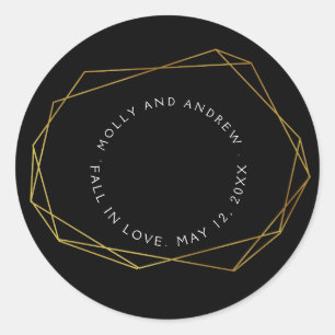 geometrisk kristallsvart STICKER party/bröllop gul Runt Klistermärke